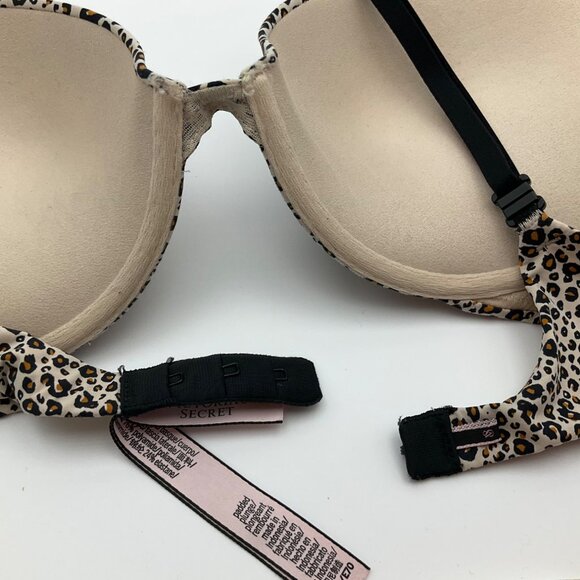 Victorias Secret Sz 32D Bra Leopard Print Plunge Push-Up - Picture 5 of 8